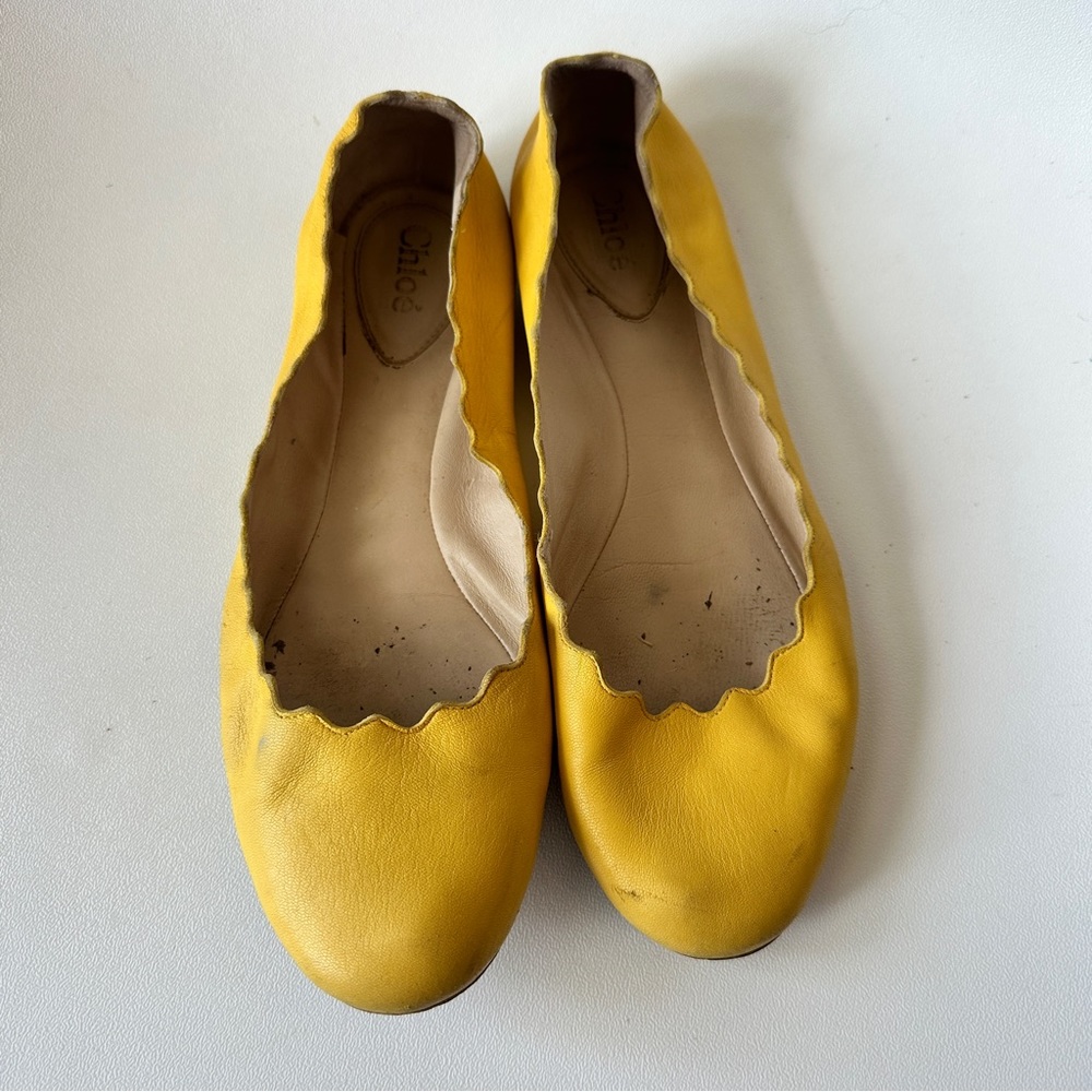 Chloe Lauren Yellow Ballerina Flats - Size 37.5